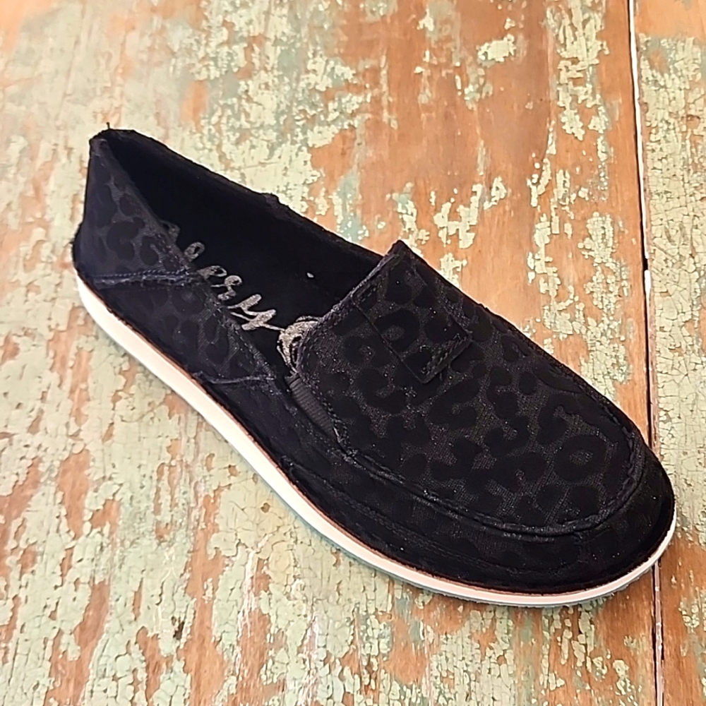 Very G Black Leopard-Print Slip-On Loafers